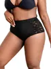 Damen-Bademode in Übergröße mit Spitzeneinsatz, Bikinihose P001#Damen