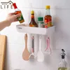 White Bathroom Shelf With Hooks Washroom Storage Rack Kitchen Organizer Free Punching Towel Holder Home Toilet Accessories J220702