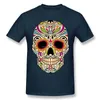 Мужские футболки мексиканский сахарный череп забавный футболка цвет уникальный дизайн футболка мужская хлопчатобу