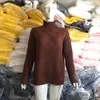 Kadın Sweaters Kadınlar Sonbahar Kış Sıcak Süvari Kadınlar Katı Mavi Blubtleneck Örme Külep Üst Moda Uzun Kollu Gevşek Jumper