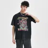 Camisetas masculinas de basquete com estampa gráfica Camisetas masculinas superdimensionadas de algodão estampadas retrô lavadas camisetas Harajuku Streetwear roupas de verão vintage