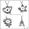 Pendentif Colliers Pendentifs Bijoux Rétro Coeur Arbre Feuille Snap Bouton Collier 18Mm Ginger Snaps Boutons Cristal Charmes Nec Dhxms