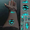 Nxy tatuagem temporária azul luminoso brilho adesivo montanha moon à prova d 'água tatoo natureza floresta mar fake tatto para corpo arte mulheres homens 0330