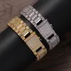 18mm Hip Hop Bracelets Chain Copper Inlaid Cubic Zirconia Mens Accessories hiphop Watch Chains Bracelet INS Jewelry Mne Women Wristbands Chains Gold Silver