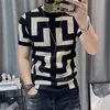 3色半袖編みTシャツの男性スリムストリートウェアカラーコントラストTシャツメンズTシャツhommeソーシャルクラブ衣装Tシャツ220707