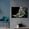 Kleurrijke olifant straat graffiti muur kunst canvas print Afrikaanse dieren canvas schilderijen voor woonkamer decoratie geen frame