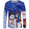 Men's T-Shirts Brand Christmas Long Sleeve T Shirt Men Year Tree Funny Shirts Snowman T-shirtMen's