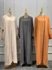 Ethnische Kleidung Plain Crepe Abaya Set 2-teiliges passendes Outfit Frauen Muslim bescheiden ärmelloses inneres Slip-Kleid mit Kimono Dubai Türkei