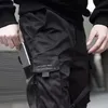 Men's Pants Hip Hop Men Casual Multi Pockets Straps Ankle Tied Cotton Drawstring Cargo Long Track Fashion TrouserMen's