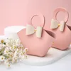 Multicolor Bowknot Leather Handbag with Heart Round Shape Handle Gift Bag Birthday Wedding Candy Box Party Favor Boxes MJ0643