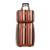 حقيبة سفر حقيبة عربة مخططة مجموعة مع حقيبة حقائب السفر الأمتعة عجلات تحمل على حقيبة فاخرة
