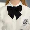 Öğrenci beyaz gömlek yaka papyon katı kumaş okul üniforması ilmek iş papyon parti gömlek aksesuarları kadın kızlar için