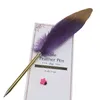 PCS 20 Feather Ballpoint Pen Creative Gold Right Ball Metal Signature Brush Gift Wedding6260442