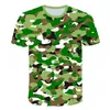 Футболки Summer Camouflage 3D Jungle Boy Girl Girl Короткие рукава персонализированные печатные футболки детские детские экипаж Tops 4-14 рубашки.