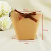 Gift Wrap 5/25 Pcs Blank Kraft Paper Candy Bag Wedding Favors Box Package Birthday Party Decoration Case With RibbonGift