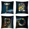 Pillow Case Astronaut Alphabet ABC Cartoon Pattern Linen Cushion Cover Pillowcase Home Sofa Car Decoration 45X45 Cm 220623