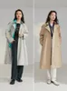Fansialen Suit Collar Full Regular Sleeve Long Straight Trench Office Lady Solid Spring Double Breasted Midlength Coats 220804