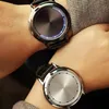 Montres-bracelets montre de mode LED contrôle tactile cadran rond simili cuir bande étanche personnalité Quartz horloge Relogio Feminino