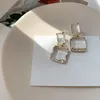 Dangle & Chandelier 2022 Arrival Dominated Sweet Lovely Shiny Crystal Drop Earrings Trendy Geometric Square Senior Women Jewelry