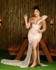 2022 Plus Size Arabisch Aso Ebi Elfenbein Meerjungfrau Glitzer Ballkleider Kristalle Perlen Abend Formale Party Zweiter Empfang Geburtstag Verlobungskleider Kleid ZJ256