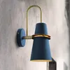 Wall Lamp Macaron Color Iron Shade Horn Shape Trumpet Sconce Nordic Style Bedside Aisle El Restaurant Light Black Blue White