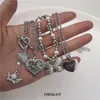 Kpop Goth Harajuku Vintage Butterfly Angel Heart Pendant Pearls Grunge Necklace For Women Man Egirl Y2K Jewelry EMO Accessories