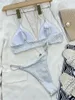 Kvinnors badkläder sexiga kvinnor brasilianska paljetter bandage baddräkt bikini set silver push up monokini låg midja badstrandkläder cc401