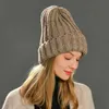 Chapeaux d'hiver pour femmes en cachemire tricoté chapeau chaud casquette ample crochet à la main crochet de ski chapeau femme doux Baggy Skullies chapeaux J220722