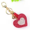 Creative petit cadeau strass flanelle alliage porte-clés pendentif pêche coeur forme porte-clés