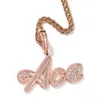 Hanger Kettingen Aina Lighting Custom Iced Out Naam Ketting Gepersonaliseerde Bubble Initial Letter Chain Kubieke Zirkoon Diamant Hip Hop P amnom