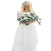 New Western Country Bohemian Wedding Dress Lace Chiffon V Neck Half Sleeves Long Gowns Plus Size for Bridal Dresses303o