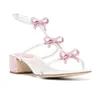 2024 Summer Designer Rene-C lågklackade juvelerade sandaler skor med bågkristaller Kvinnor som går lägenheter Fest bröllop sexiga höga klackar