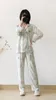 Japansk stil vår och sommar kvinnors pyjamas bomull silke långärmad byxor kostym blomma utskrift hem tjänst 220329