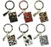 K68199JM money clips with Bracelet Keychain Leopard Print stripe PU Leather small Coin Purse mini Card Holder