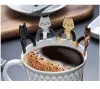 Rostfritt stål kaffete sked minikatt långhandtag kreativa sked drickverktyg kök gadget flatvaror tabeller dh9856