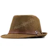 Summer Women Men Straw Sun Hats Vintage Gentleman Beach Panama Hats Chapeu Feminino Fedoras Jazz Cap med läderbälte