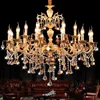 Lâmpadas pendentes de luxo europeias escada dourada el lobby liga de zinco vela lustre villa sala de estar para jantar e14 LightSponding