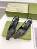 Abendschuhe 2023 Damen G Slingback-Sandalen Pump Aria Slingback-Schuhe werden im Modetrend aus schwarzem Mesh mit funkelnden Kristallen und Schnallenverschluss auf der Rückseite präsentiert
