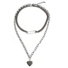 Colares de pingentes Colar de moda Colar em forma de coração gargantilha personalizada estilo hip-hop de duas peças Jóias de jóias de jóias de jóias