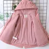 2021 New Keep Warm Plus Velvet Winter Girls Jacket Giacca da esterno con cappuccio spessa stile lungo per bambina Capispalla pesante carino J220718