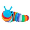 DHL Gratis Hotsale Creatieve Gelieerde Slug Fidget Speelgoed 3D Educatief Kleurrijke Stress Relief Gift Speelgoed Voor Kinderen Caterpillar Toy