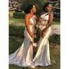 Silver One Shoulder Bridesmaid Dresses For African Black Girls Sexy Mermaid Long Wedding Party Dress vestidos Women Gown