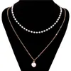 Pendentif colliers coréen or ruban couleur perle collier pour femmes Vintage multicouche perles mode fête bijoux cadeaux pendentif