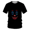 Hommes t-shirt le clown 3D imprimé t-shirt hommes Joker visage décontracté O cou mâle t-shirt Clown à manches courtes blague hauts 220712