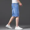 Летние брендовые эластичные тонкие мужские хлопковые джинсовые джинсы, мужские мягкие шорты до колена, большие размеры 28-46 220621