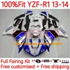 100% fit OEM-karosseri för Yamaha Moto YZF-R1 YZF-1000 YZF R 1 1000CC 13-14 BODY 6NO.0 YZF R1 1000 CC YZFR1 13 14 YZF1000 2013 2014 Injektion Mögelmässan Factory Blue Blue Blue