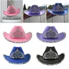 Berets Western Cowboy Cowgirl Hat With Crown Wide Brim Party Accessory FeatherBerets