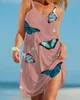 Primavera verano de gran tamaño Sunflower Sling 3D Impresión Urban Casual Women S Beach Falda Mid Wisting Long Vestido 220713