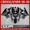 Kit de carrosserie pour HONDA CBR919RR CBR 919RR 900RR CBR919 CBR900 RR 1998 1999 Carrosserie 127No.99 900CC 919CC CBR900RR Grye noir 98-99 CBR 900 919 RR CC 98 99 ABS OEM Carénage