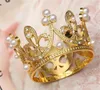 Dining Mini Crown Princess Topper Crystal Pearl Tiara Children Hair Ornaments for Wedding Birthday Party Cake Decorating Tools B032